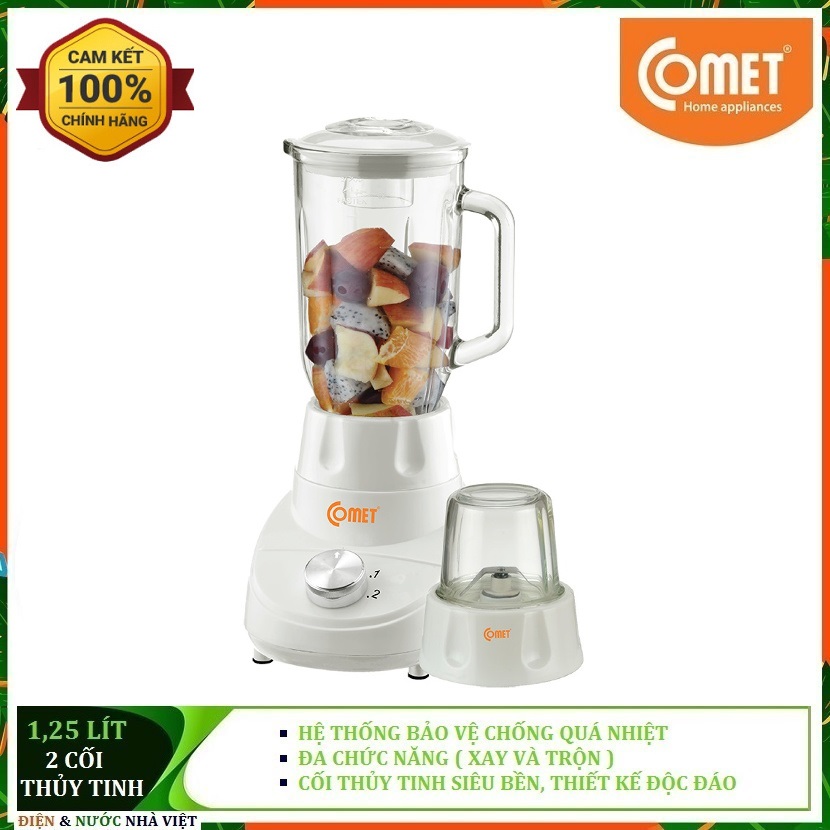 Máy xay sinh tố 1,25 lít comet cm9976 ly thủy tinh siêu bền