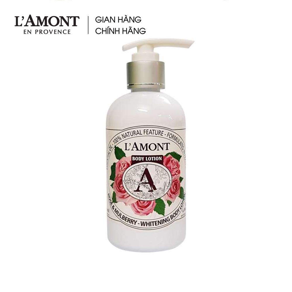 Sữa dưỡng thể Rose & Mulbery Whitening Body Lotion (hương hoa hồng) 250ml - L'amont En Provence