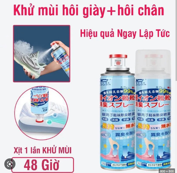 Chai xịt khử mùi giày vị đào ô long - khử mùi hôi giày, hôi chân, mùi tất, tủ giày lâu năm bằng tinh chất nano bạc