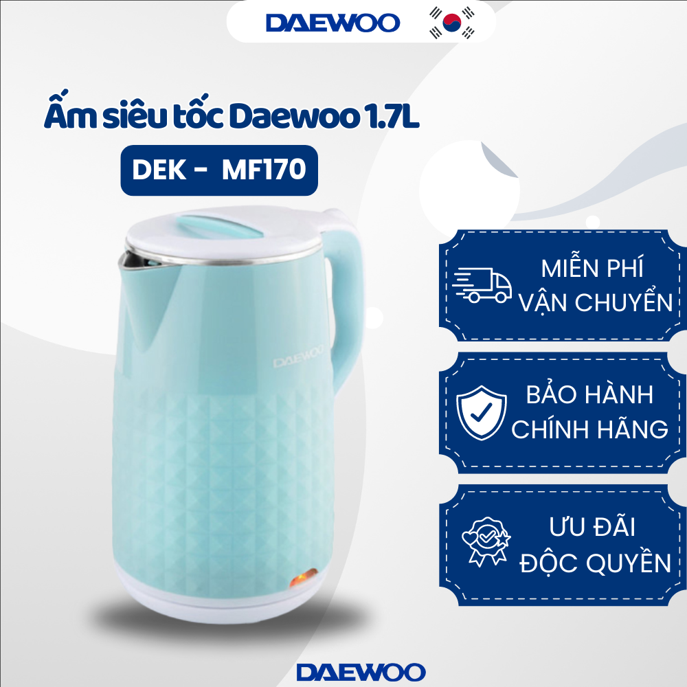 Ấm siêu tốc daewoo dek-mf170 2.0l màu xanh - hàng chính hãng
