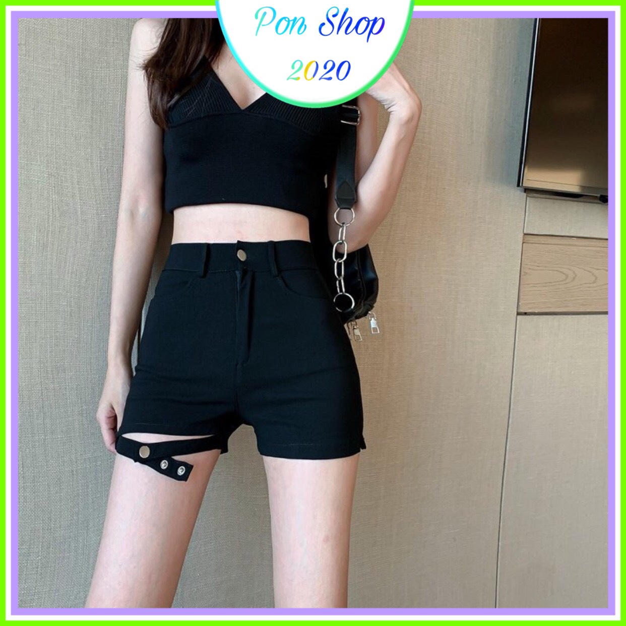 Quần short jean nữ, quần short nữ lưng cao co giãn cao cấp ponshop jn09