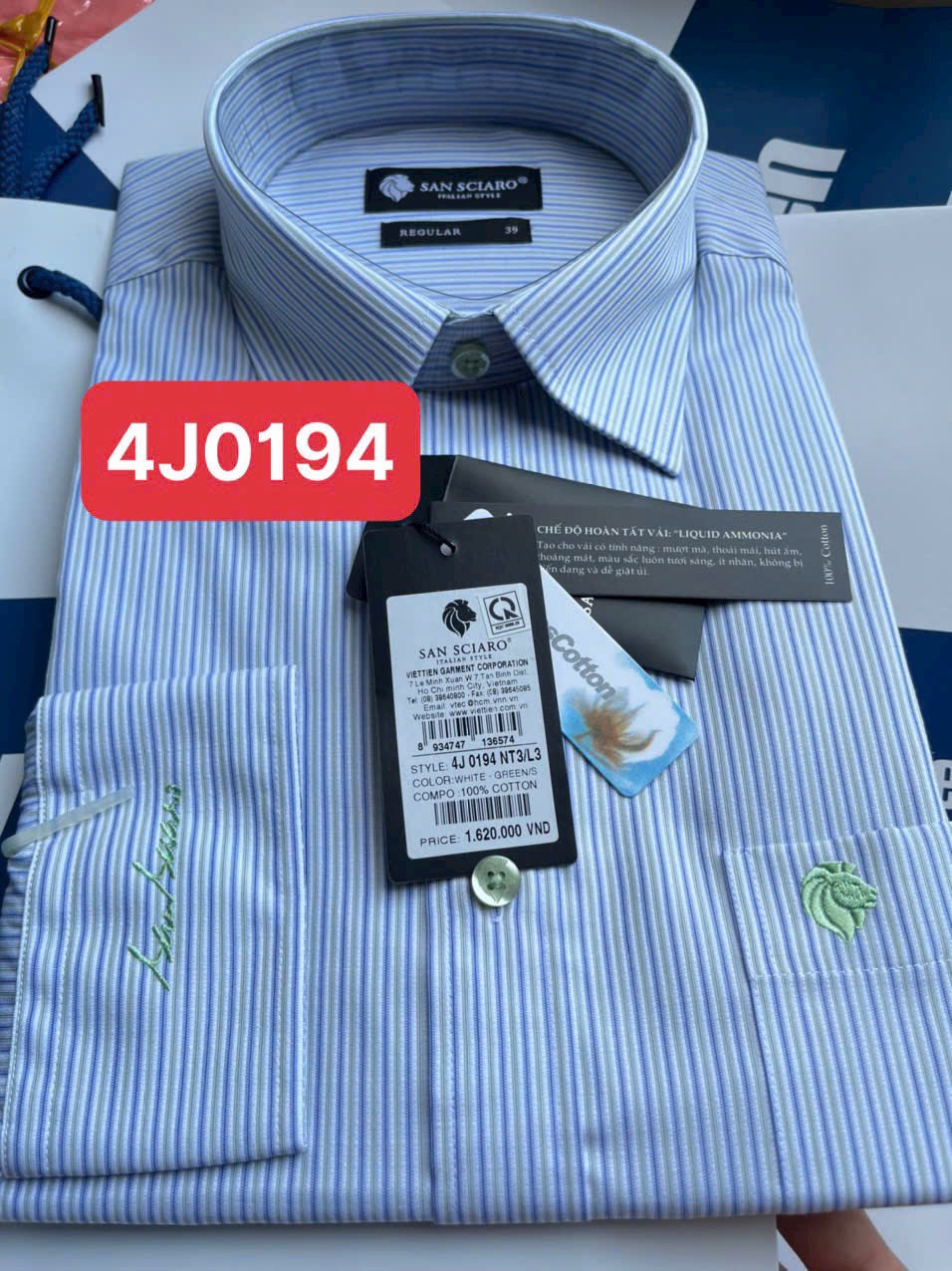 San sciaro Áo sơ mi giá 1620k sale 650k Form regular dài tay