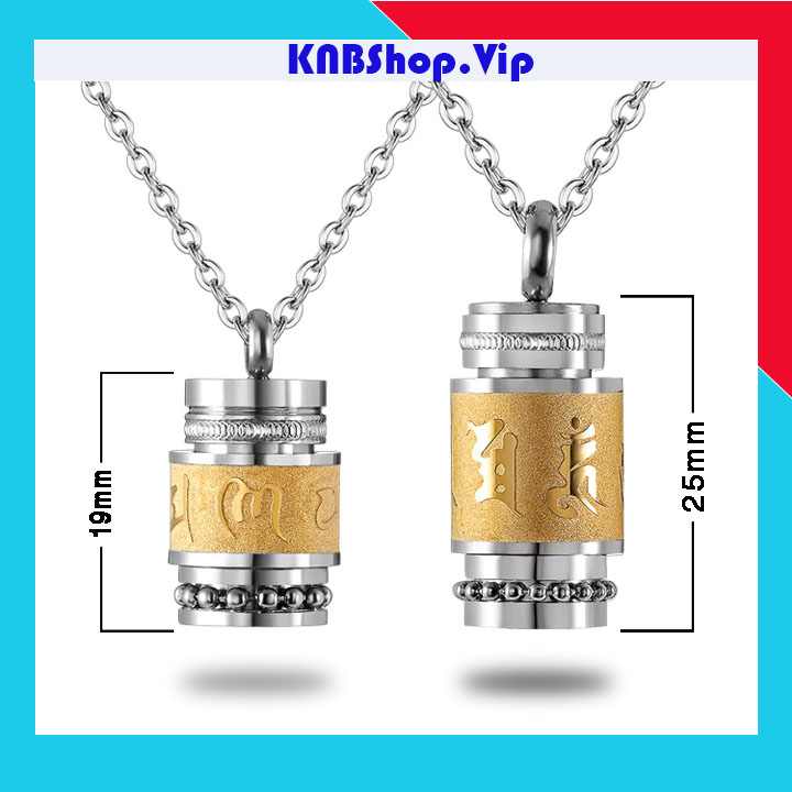 MẶT DÂY CHUYỀN TITAN UM MANI PADME HUM HÌNH TRỤ  - độc đáo, cá tính - đẹp, không đen, không gỉ, bền màu