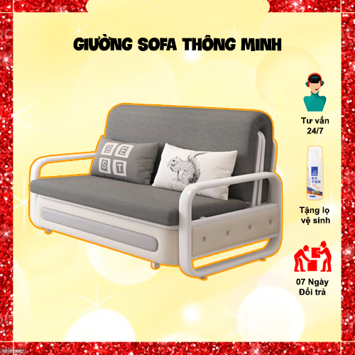 Giường Sofa Đa Năng Gấp Gọn Thông Minh Phù Hợp Với Mọi Không Gian, Đệm Bọt Biển, Khung Thép Tĩnh Điện Chắc Chắn... ( Màu Xám Đậm, Xám Nhạt ) - RoyalDecor