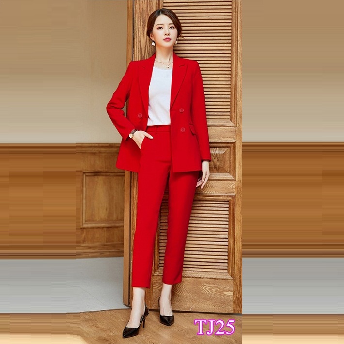 Bộ đồ vest nữ công sở áo vest tay dài quần dài tj25
