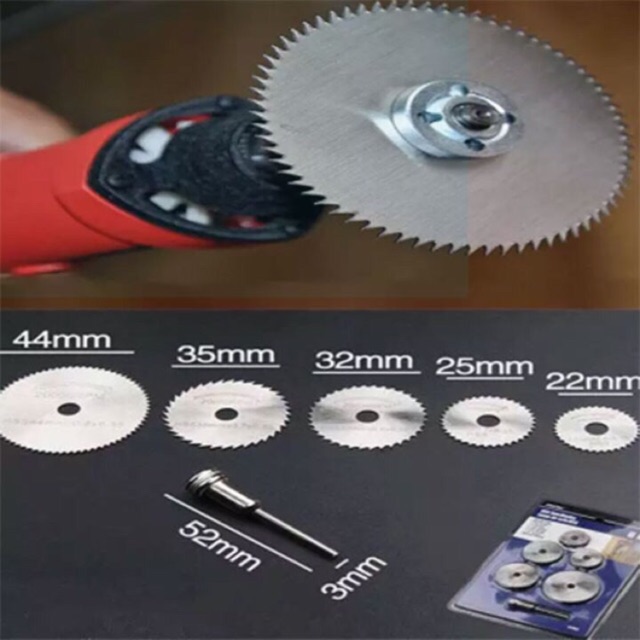 Bộ 6 lưỡi cưa mini 22-44mm trục 3.2mm màu trắng