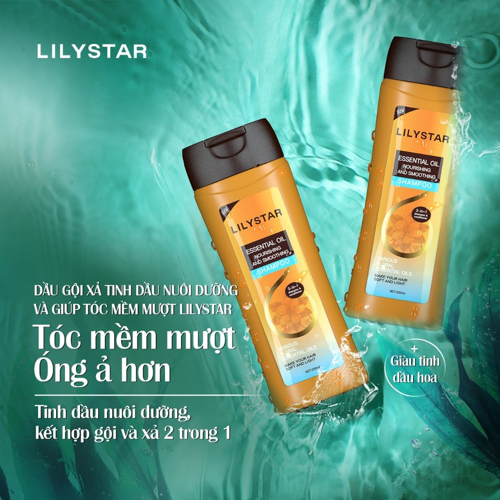 (01 CHAI) Dầu Gội Xả 2IN1 LILYSTAR Phục Hồi Tóc Chuyên Sâu Chứa Tinh Dầu Nuôi Dưỡng Ẩm Giúp Tóc Mềm Mượt Chai 200ml