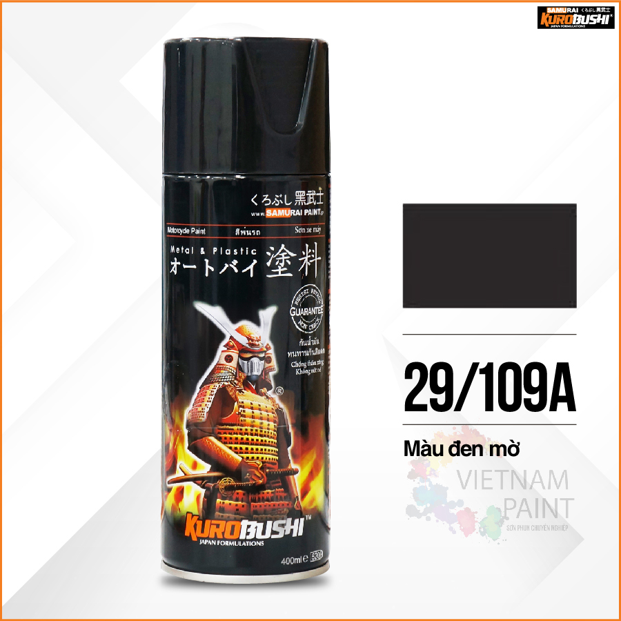 COMBO Sơn Samurai màu đen nhám 109A gồm 3 chai đủ quy trình độ bền cao chuyên dùng cho xe máy