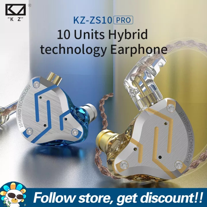 Tai nghe KZ ZS10 PRO 4BA+1DD có bộ phận điều khiển HIFI DJ loại ổ cắm 3.5mm có thể tháo rời chống ồn có dây cho Iphone Xiaomi Huawei máy nghe nhạc MP4 MP3 - INTL