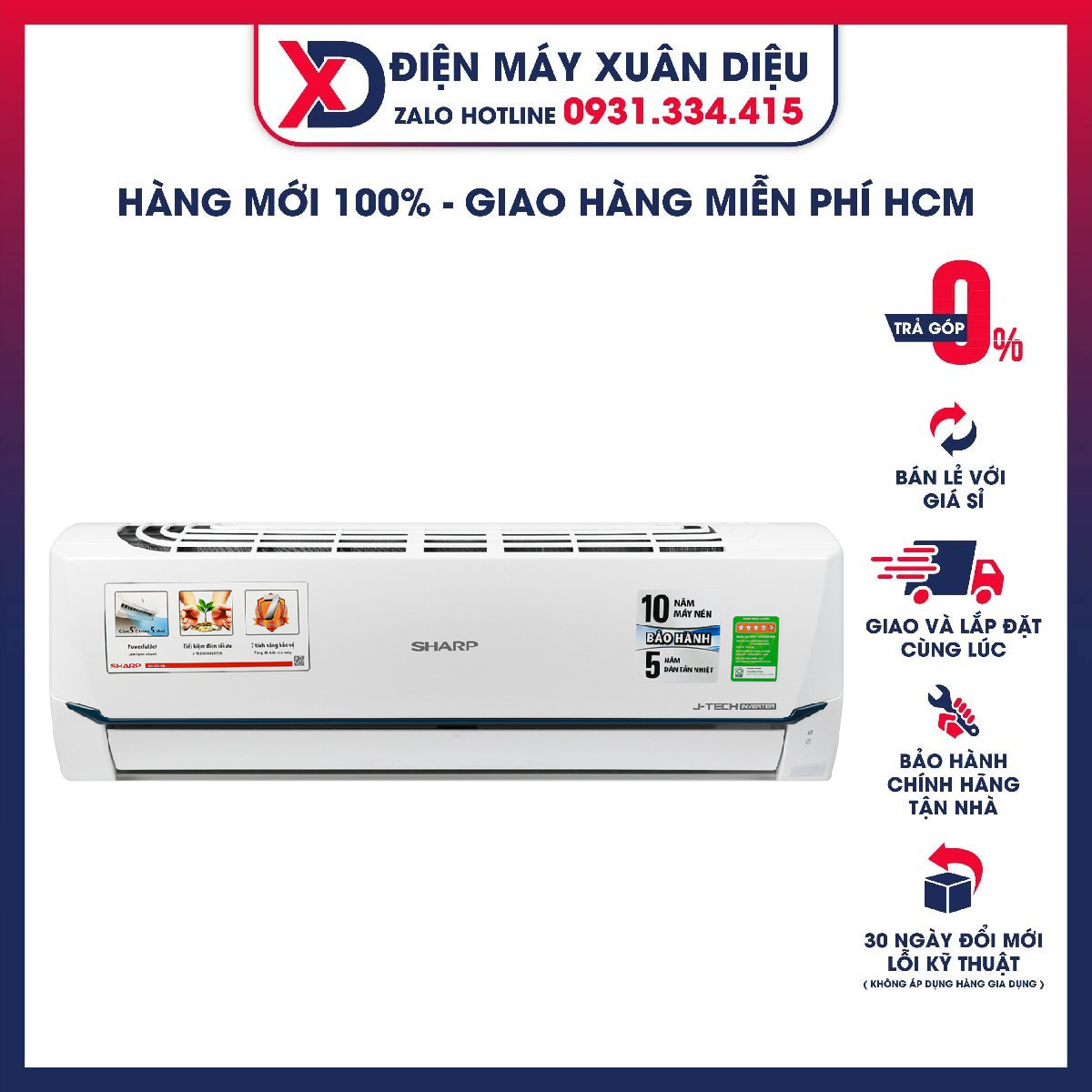 ∏❁ [HCM][Trả góp 0 ]MÁY LẠNH Sharp AH-X9XEW INVERTER 1Hp MODEL 2020 Lọc bụi kháng khuẩn khử mùi:Lưới bụi polypropylene Chế độ làm lạnh nhanh:Powerful Jet Chế độ gió:Điều khiển lên xuống tự động trái phải tùy chỉnh tayLàm lạnh nhanh