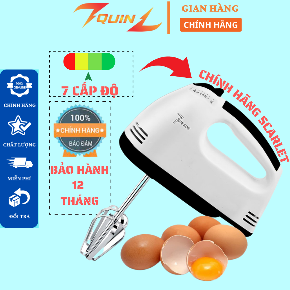 Máy đánh trứng cầm tay 7 tốc độ, Máy đánh trứng tự động, Máy đánh trứng scarlett công suất 180W đi kèm 4 tay khuấy, Máy đánh trứng cầm tay mini, Máy nhào bột mì mini .