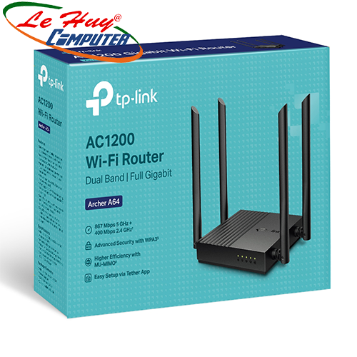 Router wifi tp-link archer a64 chuẩn ac1200 2 băng tần