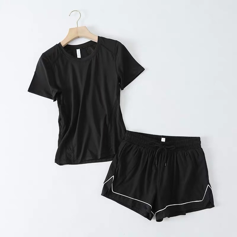 Bộ tập thể thao-gym-yoga quần short hai lớp áo phối lưới quần lưới chỉ