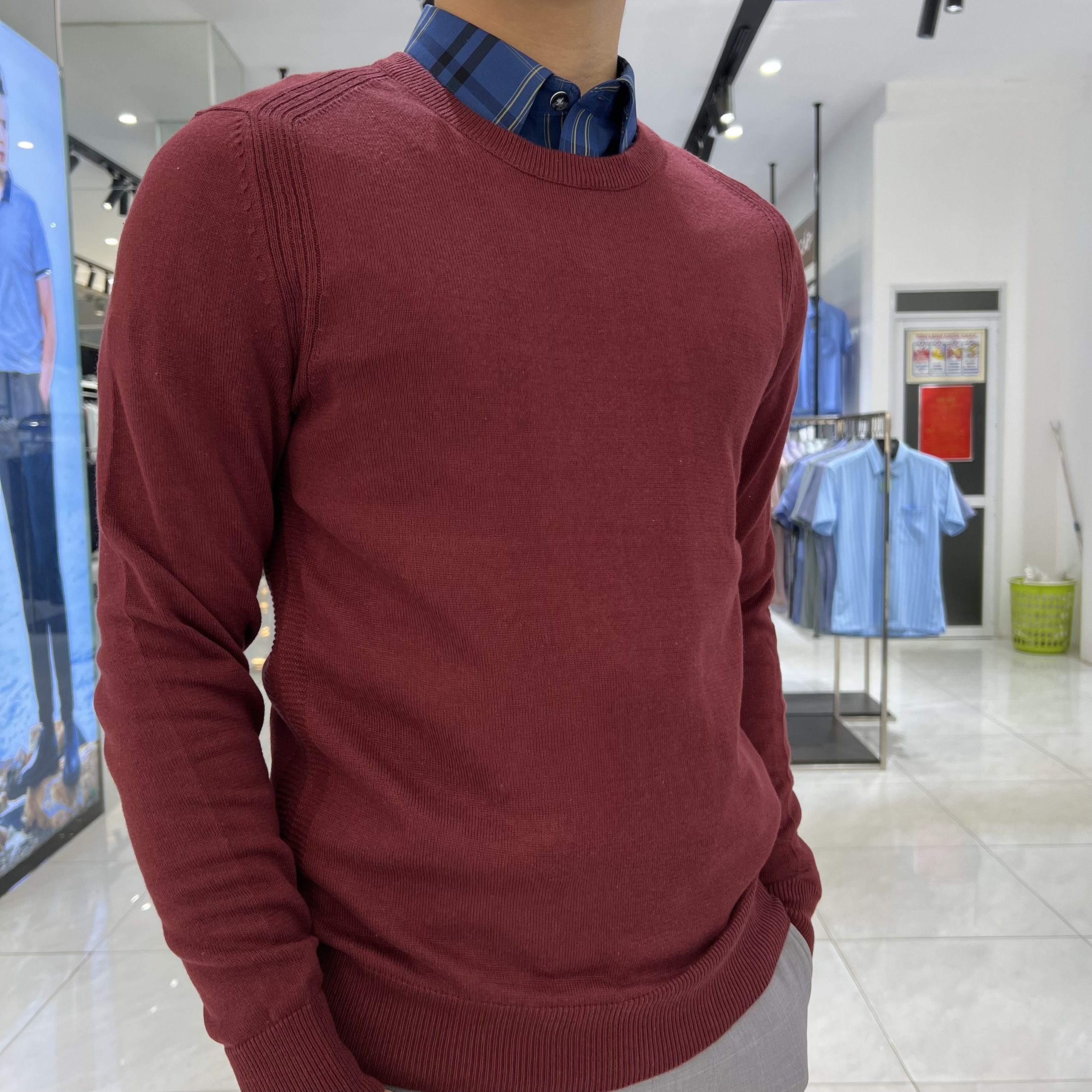 Áo len nam owen cổ tim sợi cotton giữ ấm tốt, không xù mã ald90207
