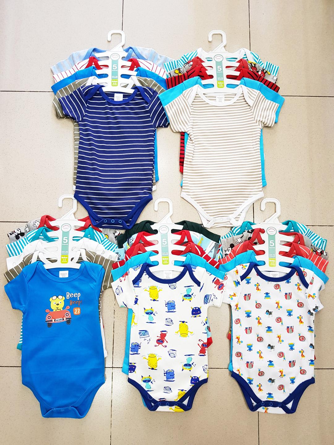 Combo 5 body liền quần thun cotton dễ thương cho bé trai