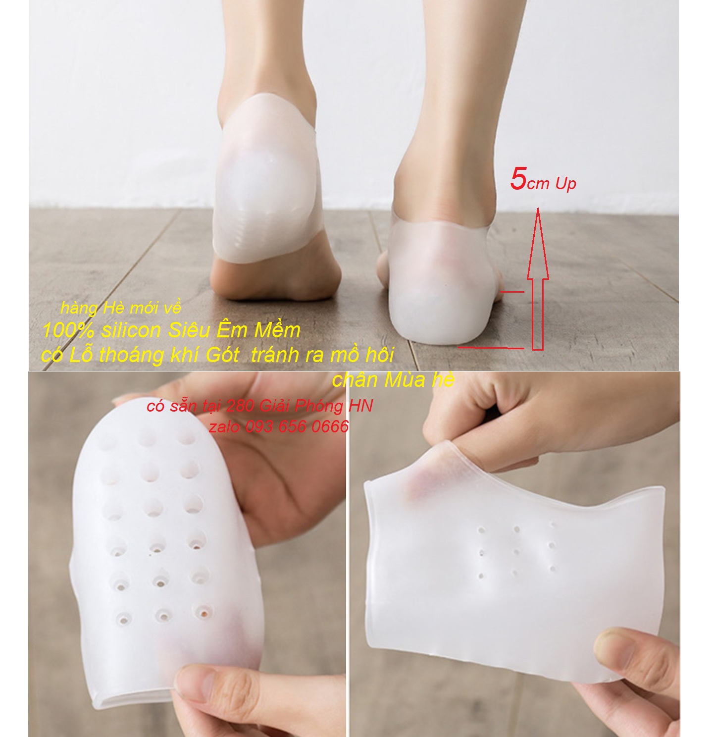 Tất độn gót chân tăng chiều cao bí mật của các siêu sao - Cặp đệm gót chân tăng 3cm - 6cm chiều cao silicon chống trượt