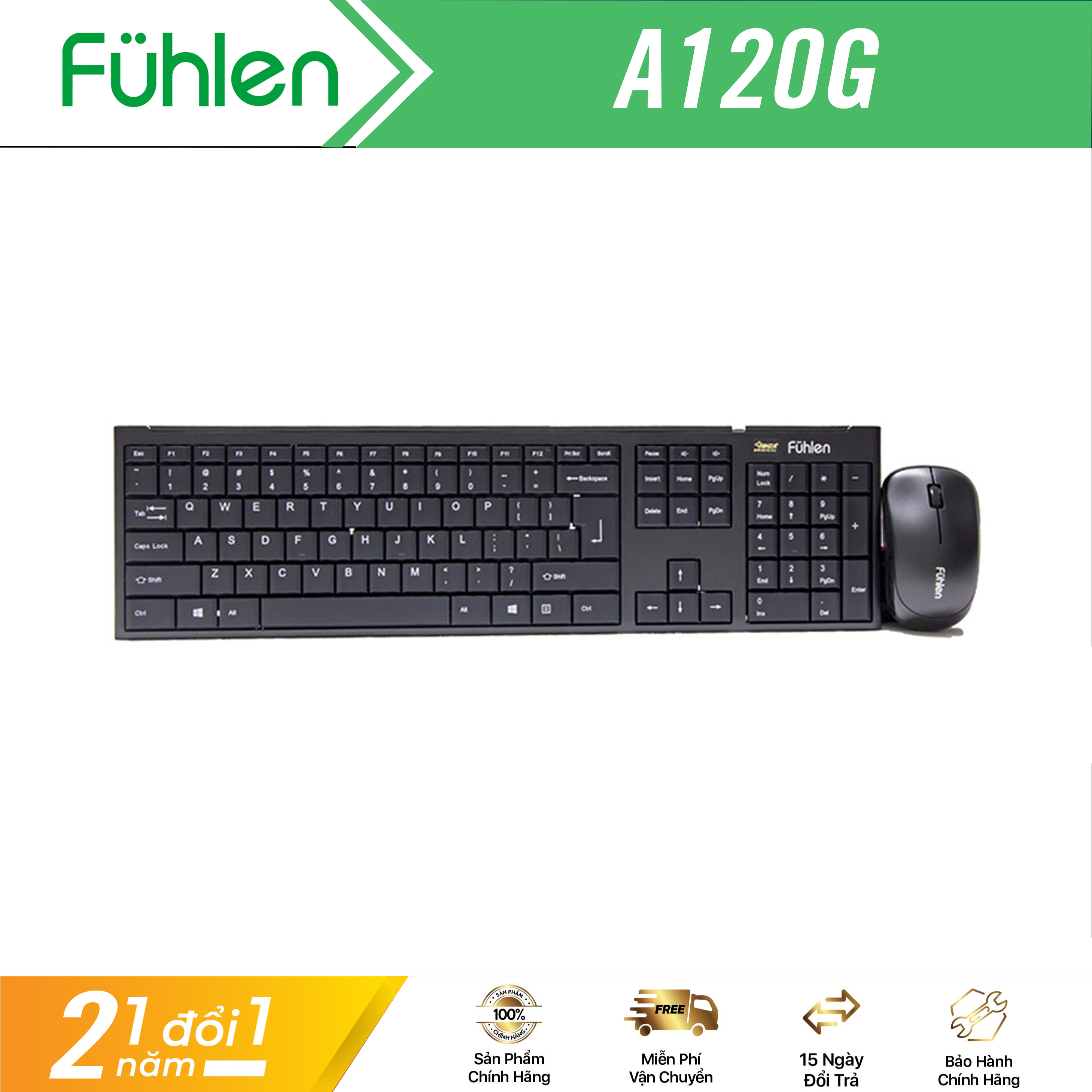 Bộ bàn phím chuột không dây Fuhlen A120G