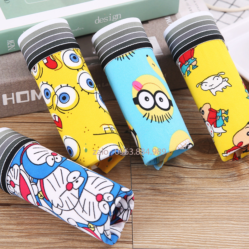Combo 4 quần boxer CUTE.01 dạng sịp đùi chất thun co dãn tốt in hình trẻ trung cho anh em - ảnh, video shop tự làm
