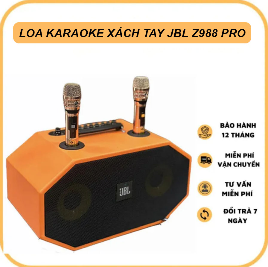 [ HÀNG CAO CẤP ] Loa Karaoke Xách Tay JBL Z988 Pro Tặng Kèm 2 Micro Chống Hú Tuyệt Đối - 2 Loa Bass 20cm, 1 Mid, 2 Treble Công Suất Lớn Âm Thanh Chắc To Rõ Kết Nối Bluetooth 5.0 Có Hiệu Ứng Reverb Delay Cho Mic - Loa Kéo Xách Tay Cao Cấp