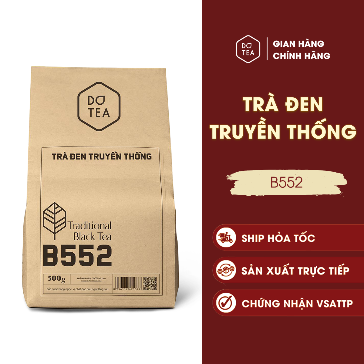 Trà đen truyền thống B552 Dotea, Hồng trà pha trà sữa vị chát nhẹ, hậu ngọt, chuyên dùng cho nguyên liệu pha chế