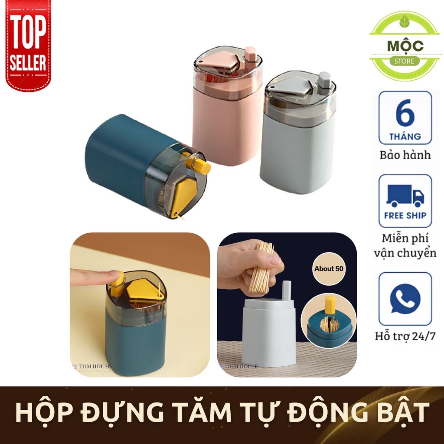 Hộp đựng tăm tự động bật thông minh - lọ đựng tăm - hũ đựng tăm xỉa răng tự động