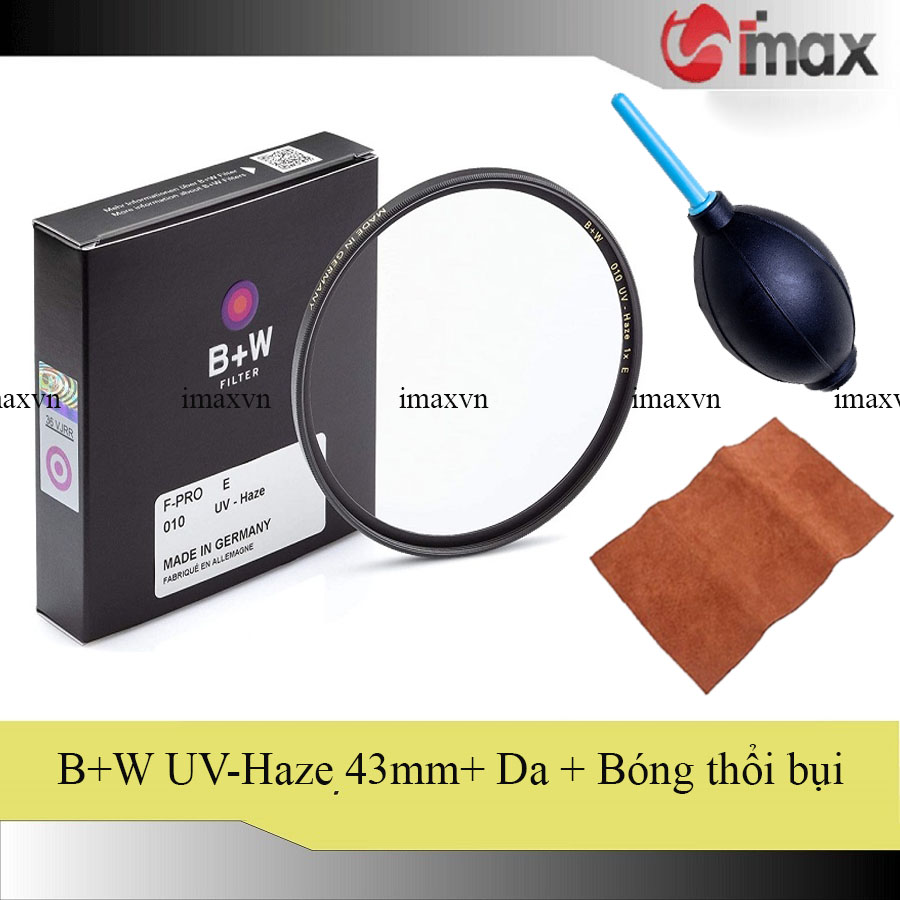 Kính lọc Filter B+W F-Pro 010 UV-Haze E 43mm Hoằng Quân + Bóng thổi bụi +