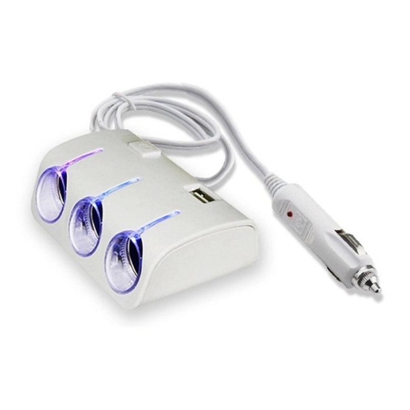 Bộ chia 3 tẩu và 2 cổng USB cho ô tô A30