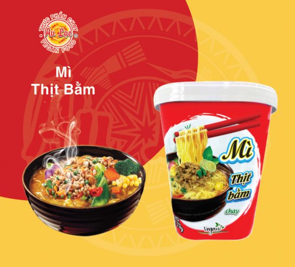 Combo 2 ly Mì ăn liền thịt bằm chay Âu Lạc ly 82g