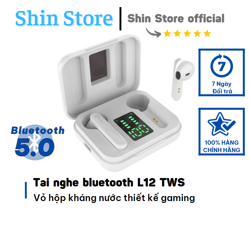 Tai nghe bluetooth l12 tws nhét tai không dây kháng nước ipx8 thiết kế gaming - shinstore