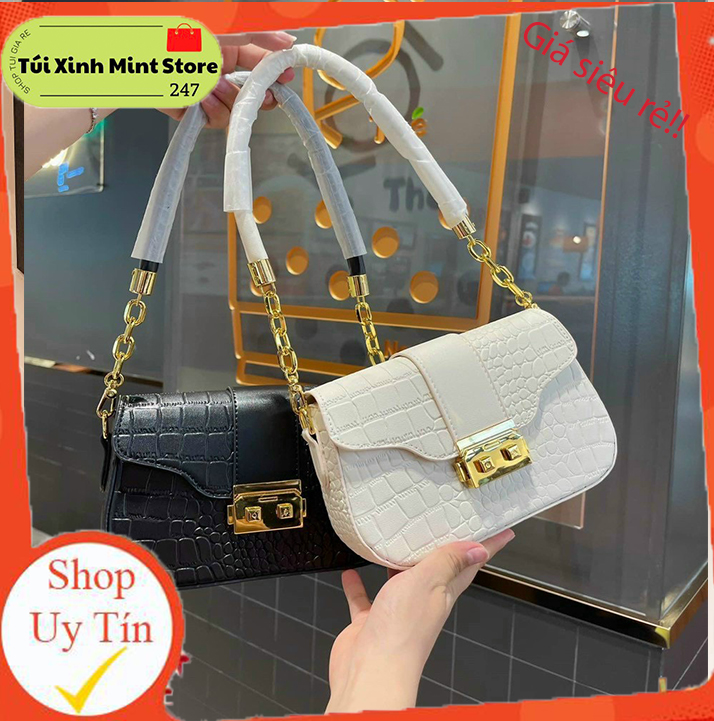 Túi kẹp nách, túi xách nữ đẹp khóa miu vân rắn đi chơi sang chảnh PK 450