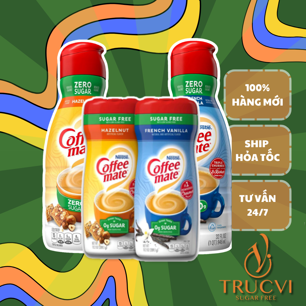 Nứớc/ Bột kem sữa Coffee Mate Nestle không đường (sugar free) ăn kiêng, eat clean, keto, gymer