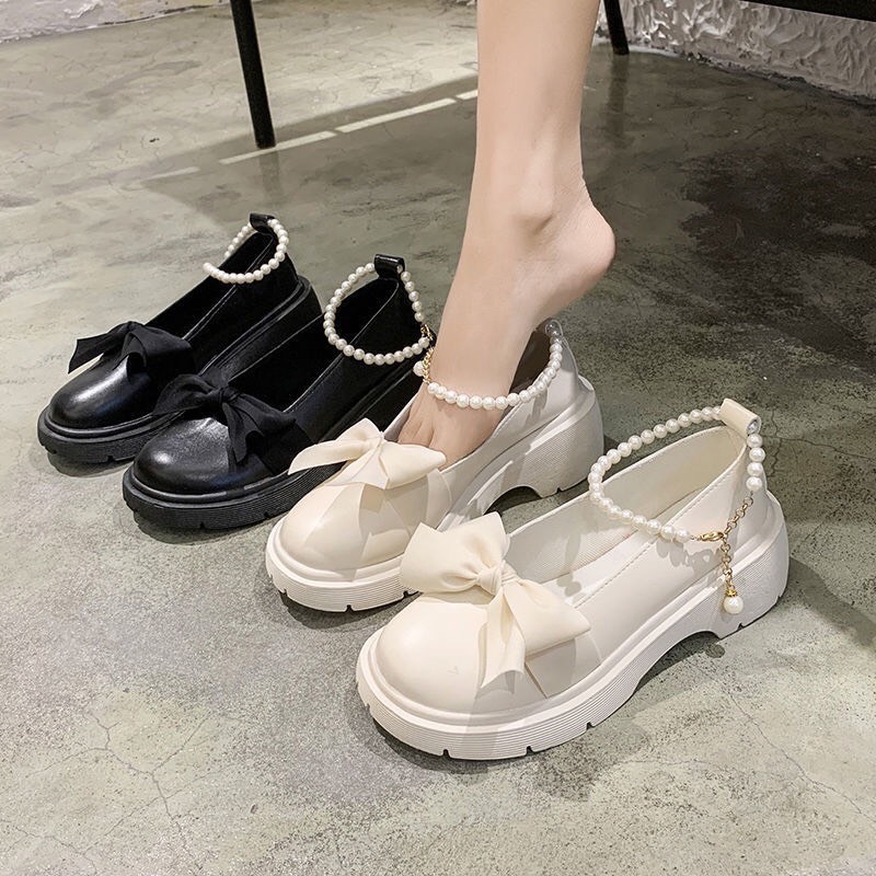 Giày bốt nữ quai nơ học trẻ trung hót trend