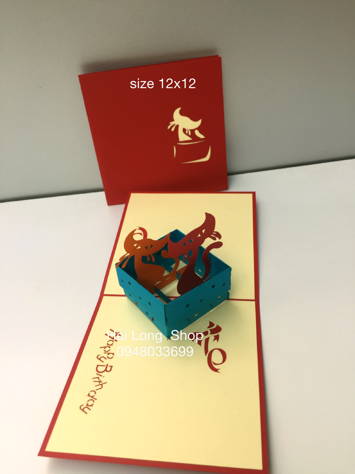 Mèo 2 - cat - sinh nhật - birthday - thiệp 3d