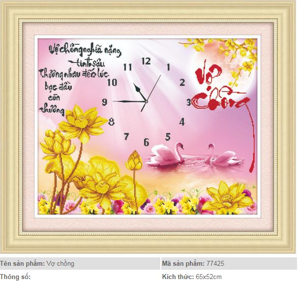 [HCM]Tranh đính đá đồng hồ vợ chồng thiên nga 77425