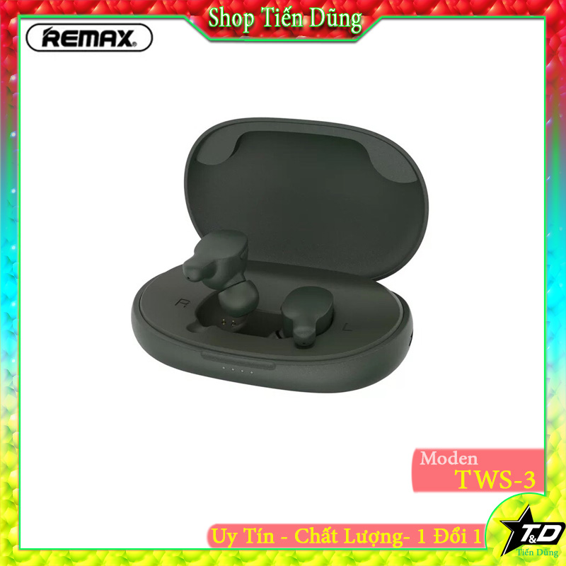 Tai nghe bluetooth remax tws 3 kèm đốc sạc 2000mah pin siêu khủng cho thời gian nghe lên tới 5h