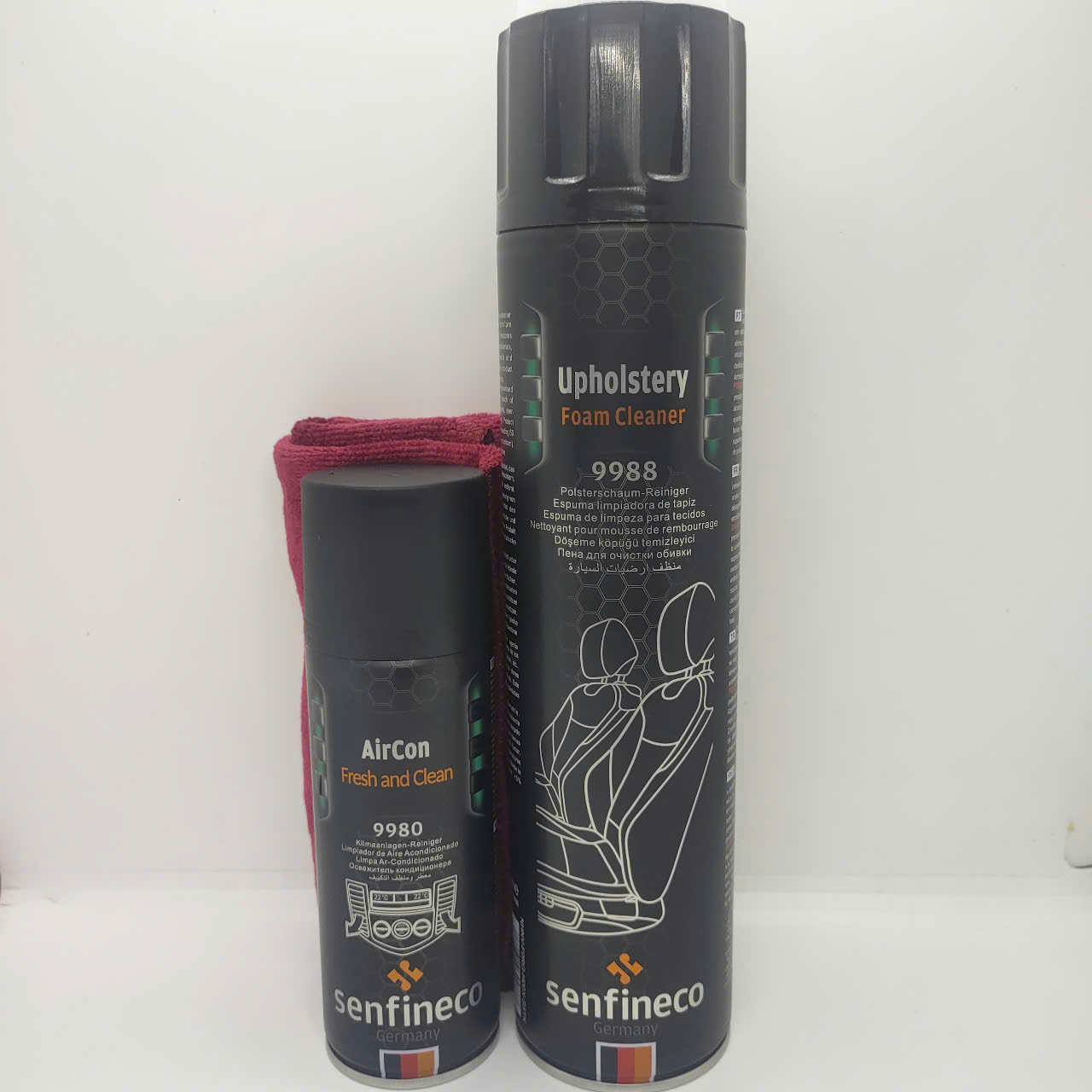 [Combo-32] Cleaning Fabric, Leather, and Furniture Brand Senfineco 9988 and Deodorizing, Disinfecting the Car Driver's Compartment Brand Senfineco 9980 (Free 1 Soft, Smooth Car Cleaning Cloth and Easy-To-Suction Sheet) Giá 392,000 Đồng*Miễn phí vận chuyển