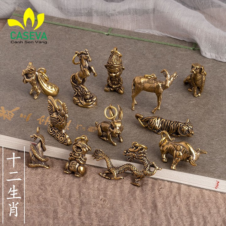 Móc Khóa 12 Con Giáp Bằng Đồng ( Trang Trí Bàn Làm Việc, Balo , Sưu Tầm, Đem Lại May Mắn )