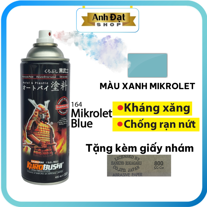Sơn samurai màu xanh mikrolet 164, dung tích 400ml, kháng xăng, chống rạn nứt, anh đạt shop