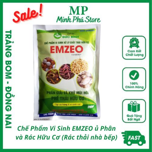Chính hãng Chế Phẩm Vi Sinh EMZEO ủ Phân và Rác Hữu Cơ (Rác thải nhà bếp) Phân giải và khử mùi hôi Dạng bột_Gói 200g