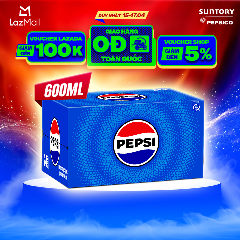 [SALE ĐẠI LỄ] Thùng 24 Chai Nước Ngọt Giải Khát Có Gaz Pepsi (600ml/chai)