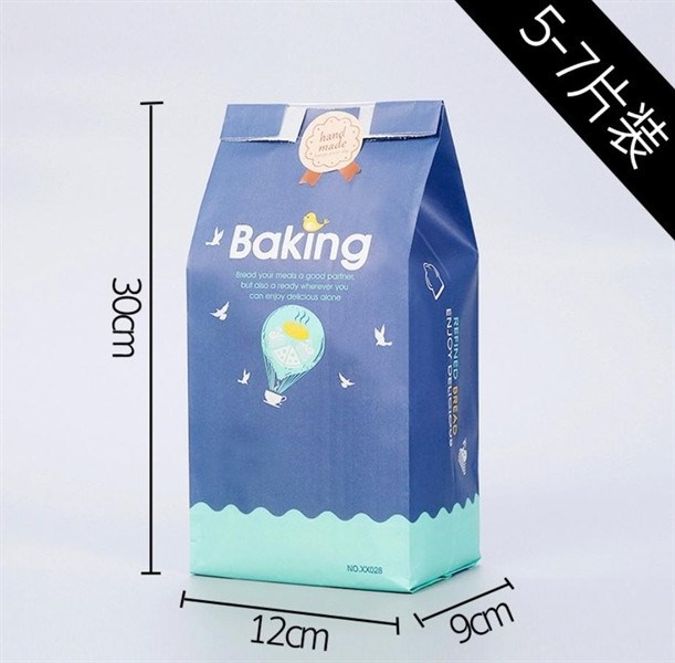 Túi đựng bánh mỳ hoa cúc dọc xanh dương set 10 cái