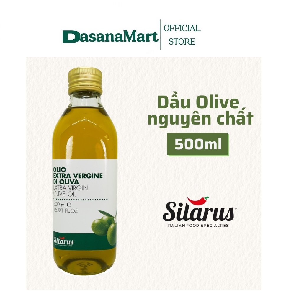 Dầu oliu extra virgin silarus 500ml. date 12/2023 dầu oliu dưỡng da, dưỡng tóc