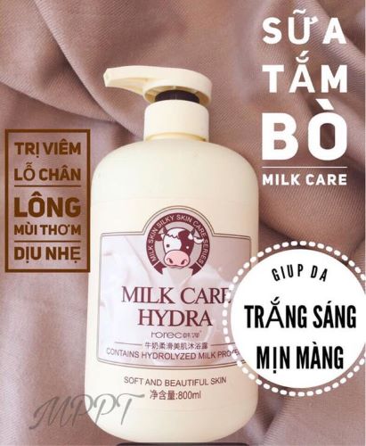Sữa tắm TRẮNG DA CON BÒ MILK CARE HYDRA,Sữa Tắm Con Bò Milk Care Hydra 800ml
