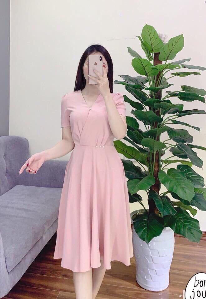 [HCM]ĐẦM XÒE CÁT HÀN PHỐI NGỌC TRAI EO SIÊU ĐẸP