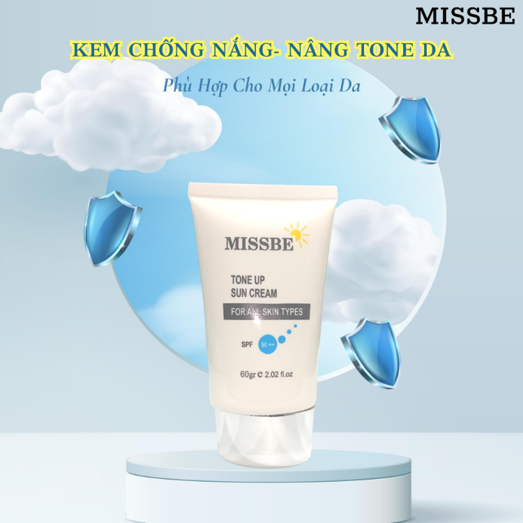 Kem Chống Nắng, Nâng Tone Da MissBe (60g) Nhật Bản Chính Hãng, Bảo Vệ Da Khỏi Tác Hại Mặt Trời, Dưỡng Da Trắng Sáng
