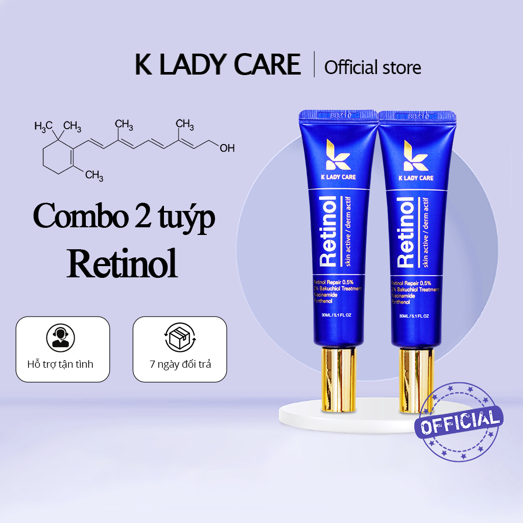 Combo 2 tuýp kem retinol bakuchiol 2% treament K Lady Care 30ml