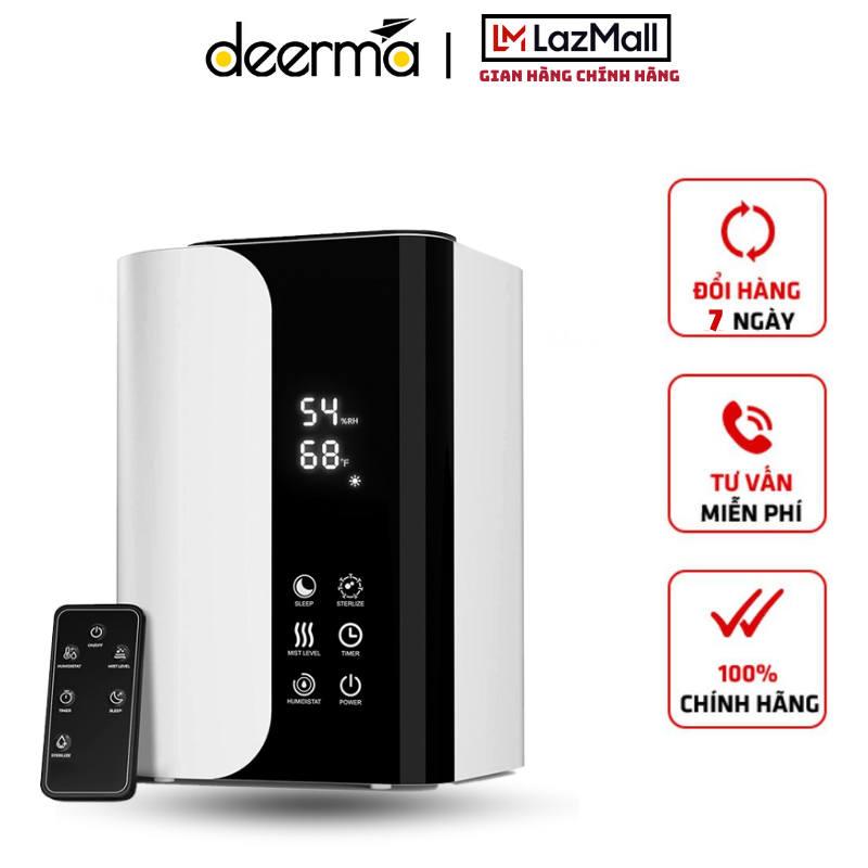 Máy Tạo Ẩm Phun Sương Deerma Có Điều Khiển Từ Xa Dung Tích Lớn, Khuếch Tán Tinh Dầu Siêu Âm (bảo hành 6 tháng)