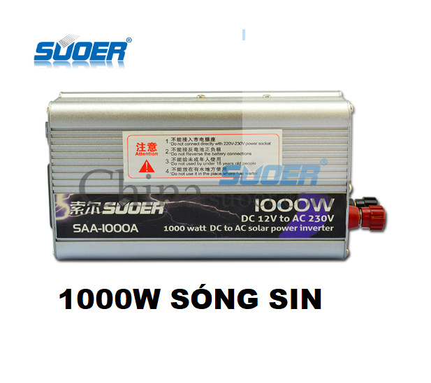 Bộ đổi điện 1000w 12v sang 220v Suoer - SAA-1000A