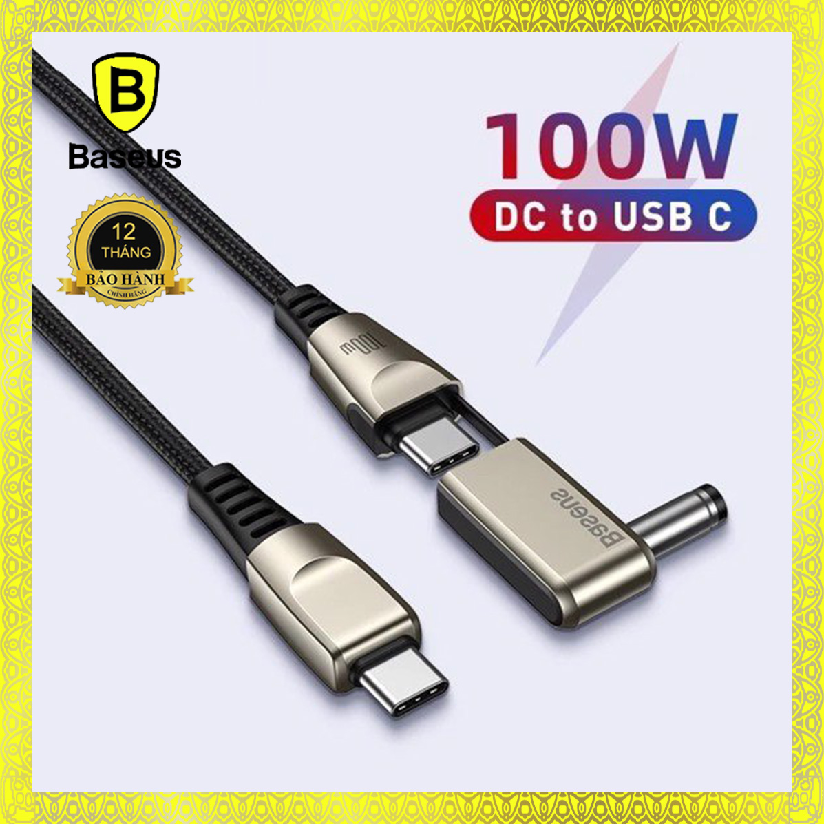 Cáp sạc nhanh Baseus Flash Series 2 in 1 C to C + DC 100W ( Fast Charging Data Cable with Round Head for Laptop Charging)
