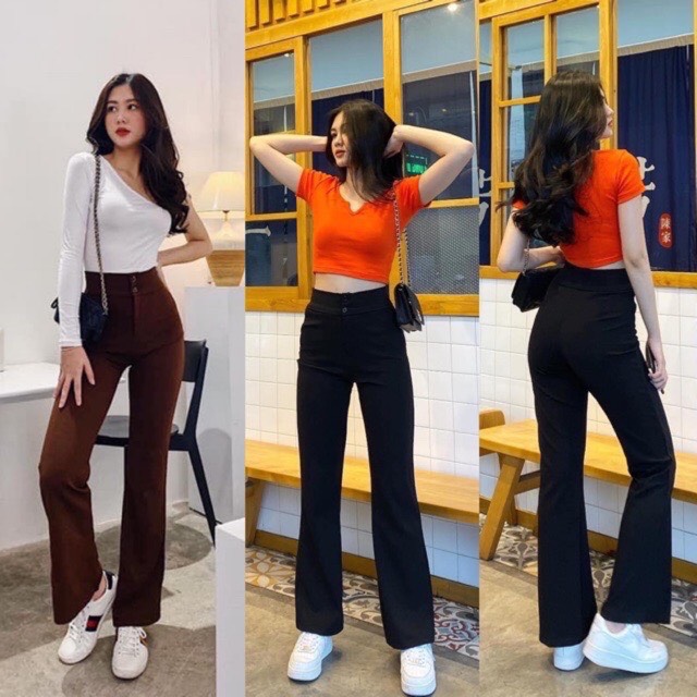 Quần loe 2 khuy đáng dài sang chảnh⚡️ SANG CHẢNH ⚡️ mặc lên chân dài tôn dáng không lo lỗi mốt